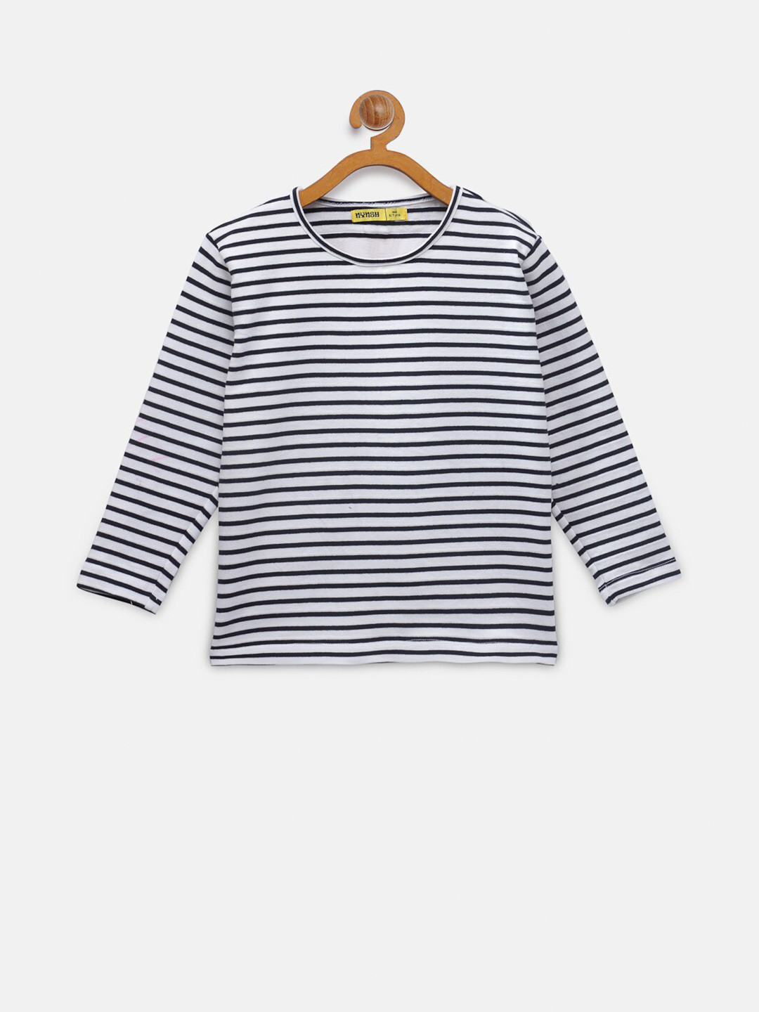 

NYNSH Girls Black Striped Cut Outs T-shirt