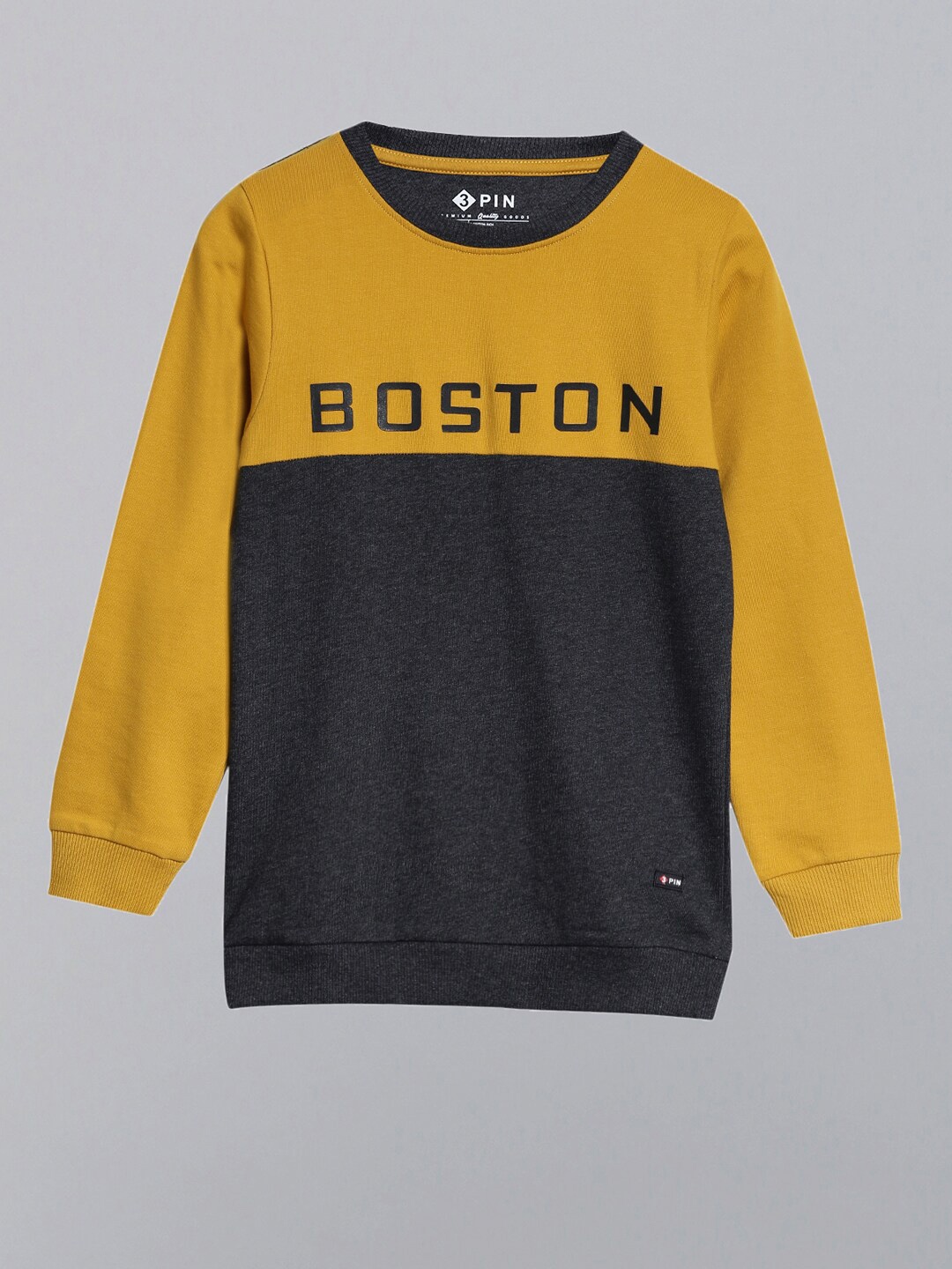 

3PIN Boys Yellow & Black Colourblocked Cotton Sweatshirt