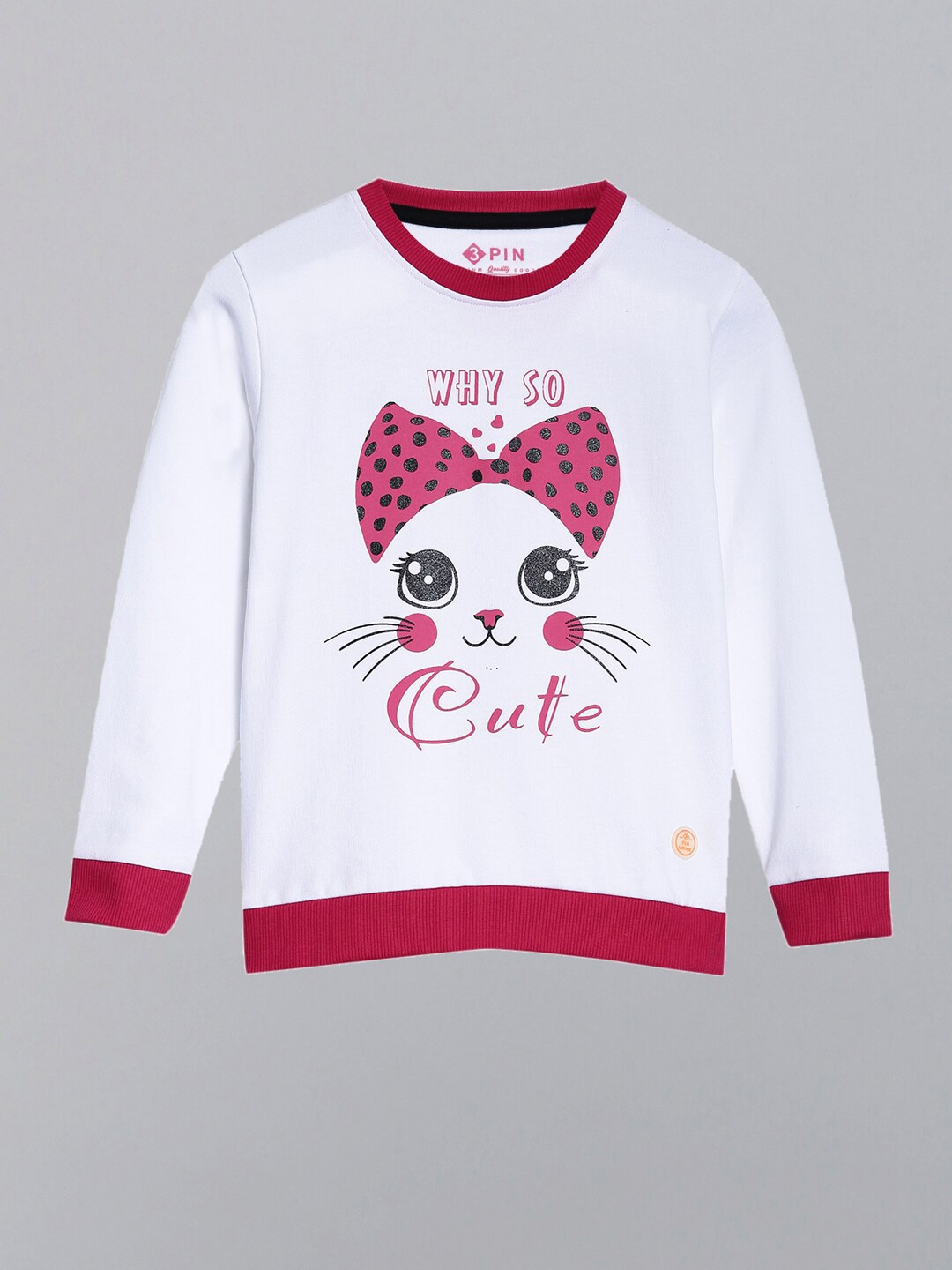 

3PIN Girls White Printed Sweatshirt