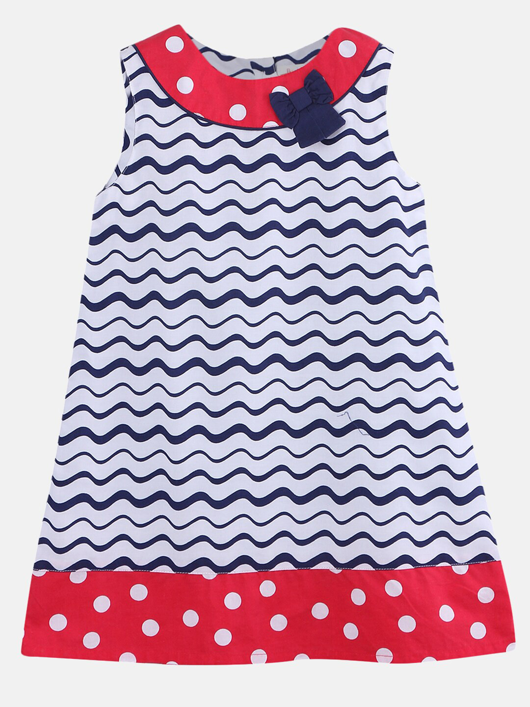 

Beebay Girls Blue & White Printed Cotton A-Line Dress