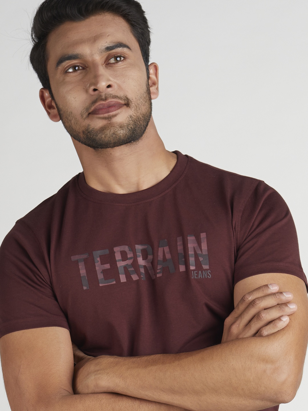 

Indian Terrain Men Maroon Typography Printed T-shirt