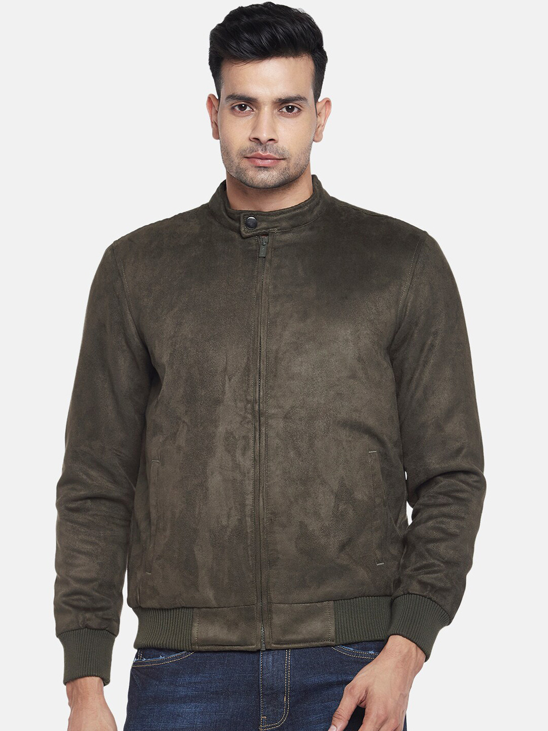 

BYFORD by Pantaloons Men Olive Green Camouflage Bomber Jacket