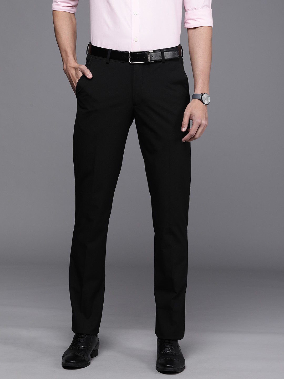 

Louis Philippe Men Black Slim Fit Formal Trousers