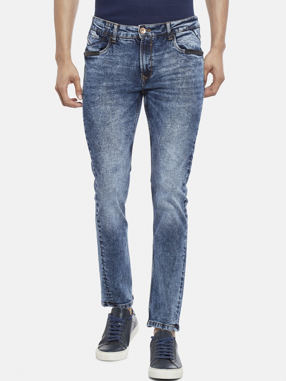 

SF JEANS by Pantaloons Men Blue Slim Fit Low-Rise Heavy Fade Jeans