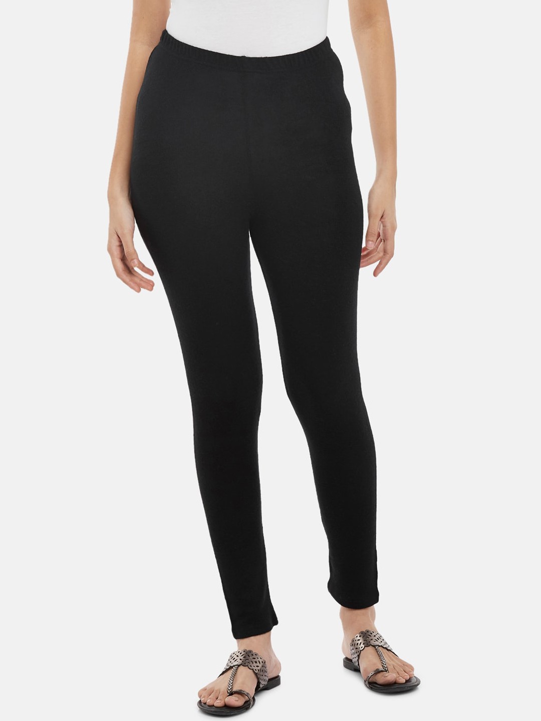 

RANGMANCH BY PANTALOONS Women Black Pure Acrylic Ankle Length Leggings