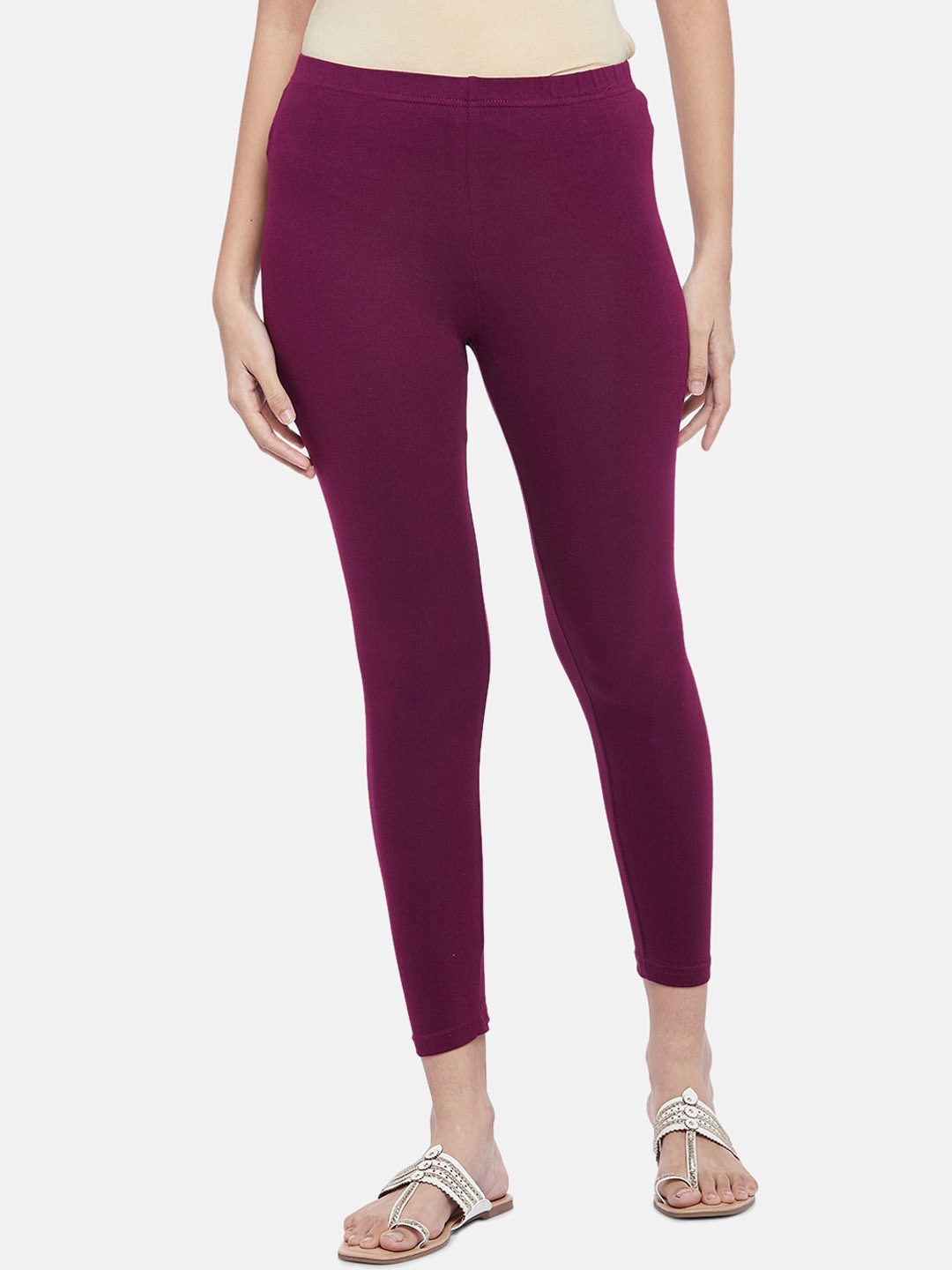

RANGMANCH BY PANTALOONS Women Magenta Solid Ankle Length Leggings