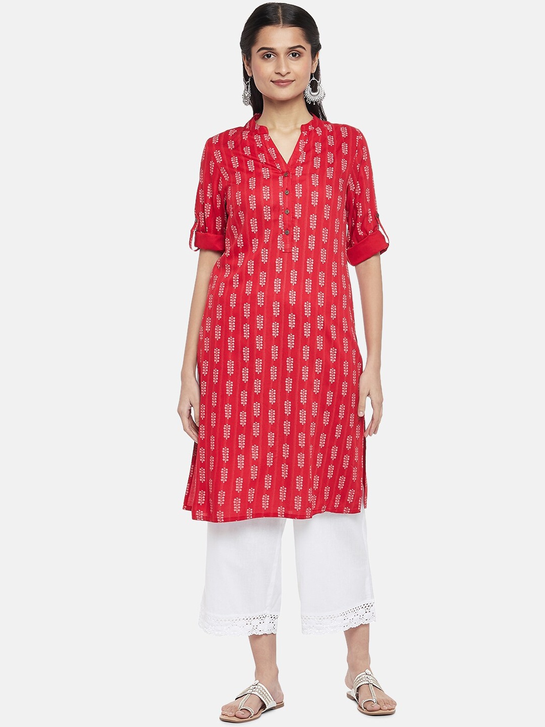 

RANGMANCH BY PANTALOONS Women Red Ethnic Motifs Printed Kurta