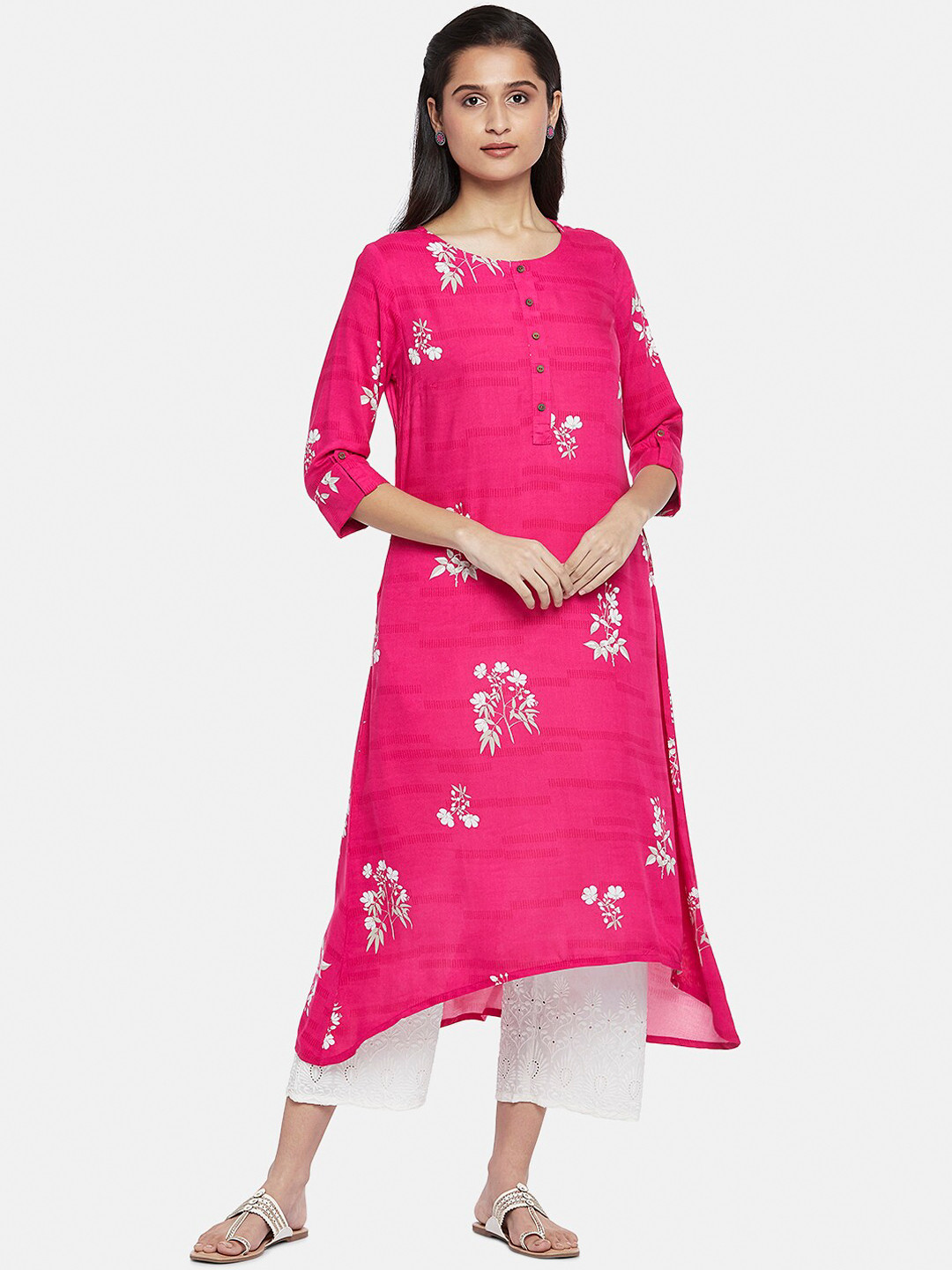 

RANGMANCH BY PANTALOONS Women Pink Floral Printed Kurta