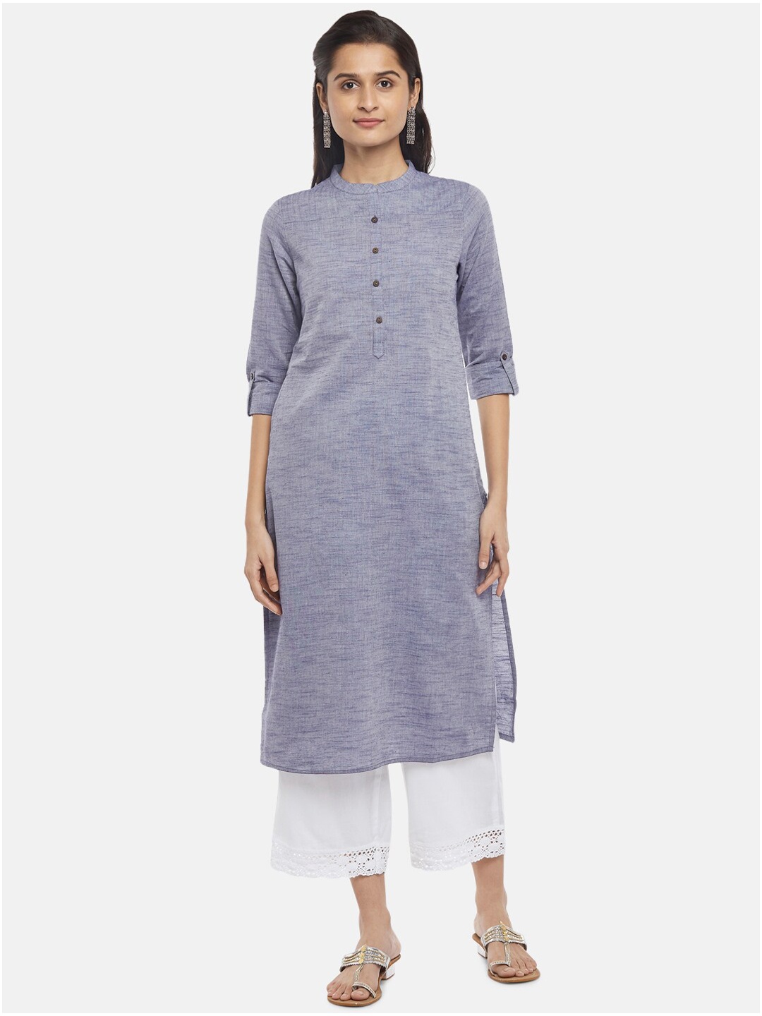 

RANGMANCH BY PANTALOONS Women Blue Pure Cotton Kurta