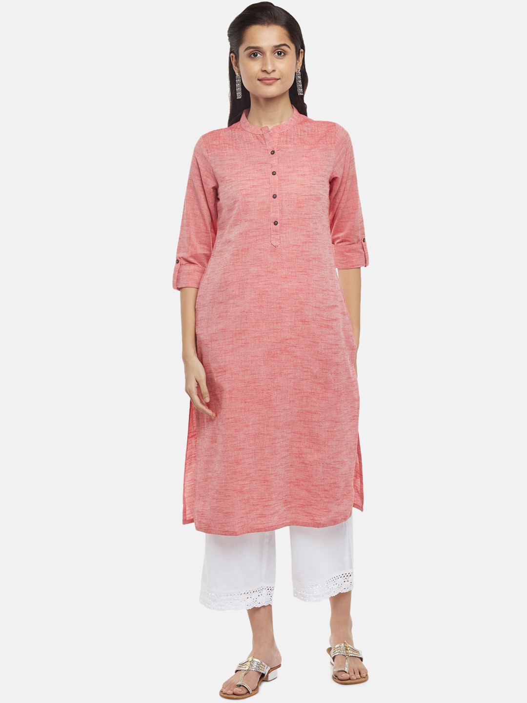 

RANGMANCH BY PANTALOONS Women Red Pure Cotton Kurta