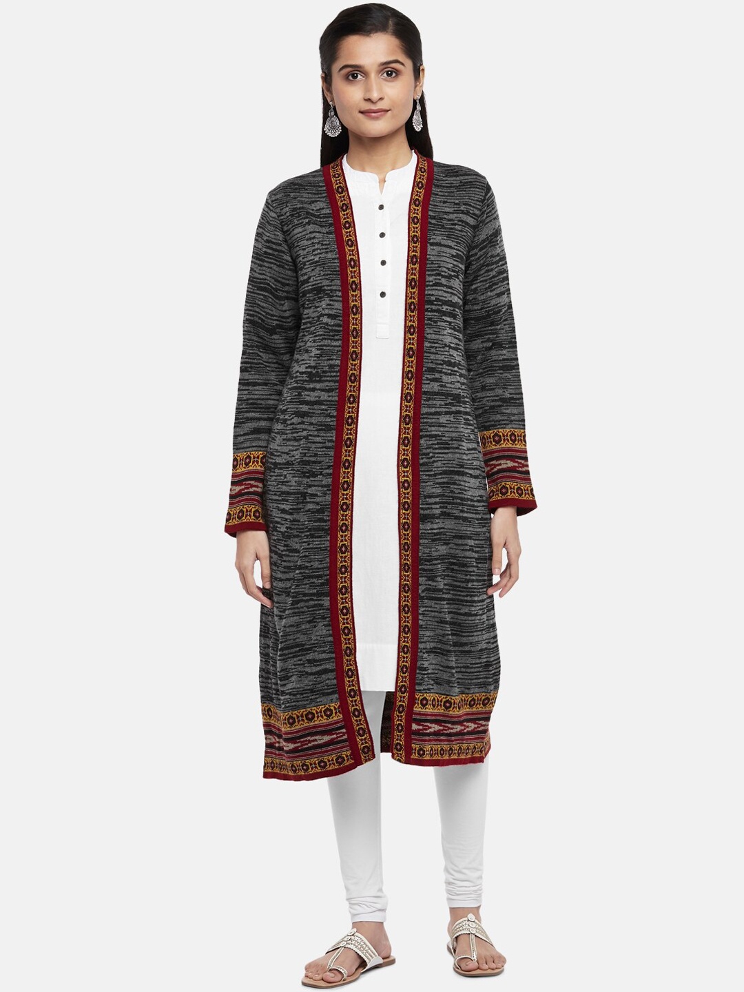 

RANGMANCH BY PANTALOONS Women Grey Ethnic Motifs Kurta