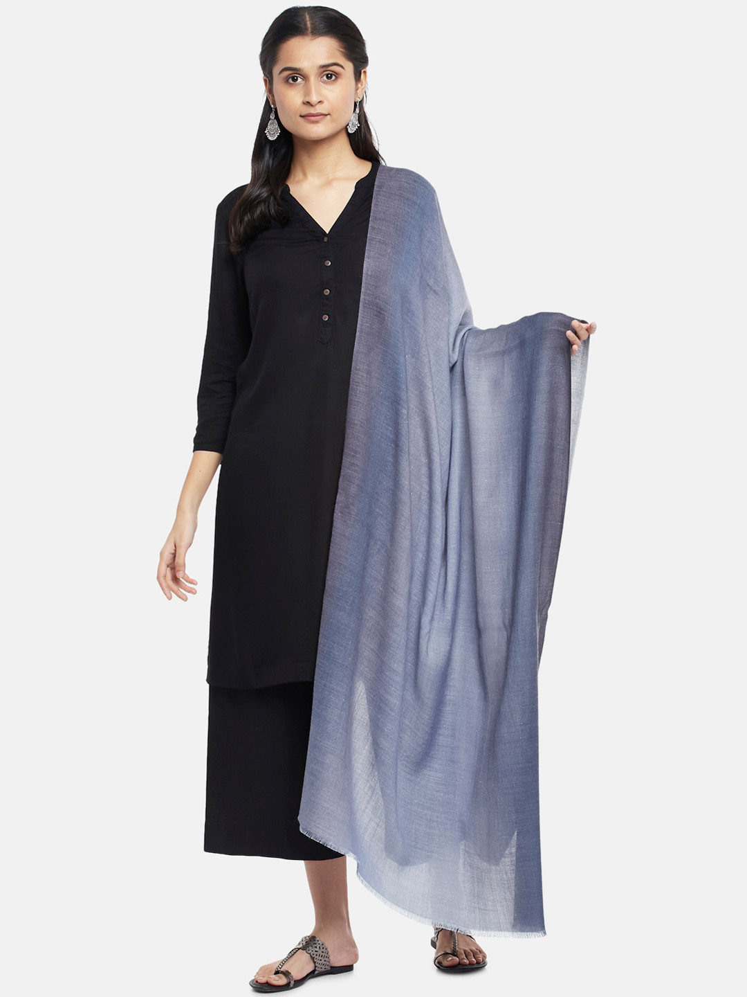 

RANGMANCH BY PANTALOONS Women Blue Woven Design Shawl