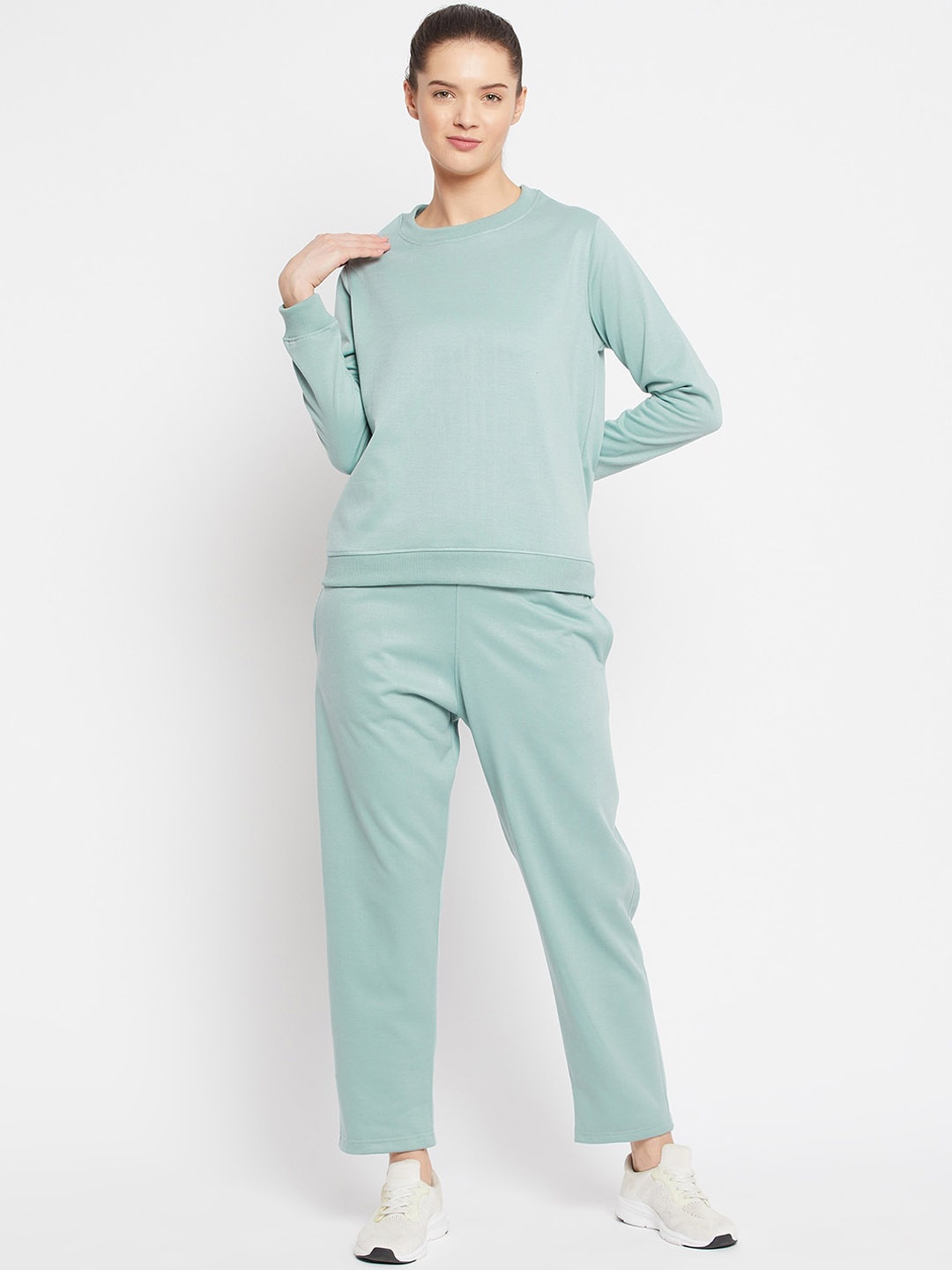 

FRENCH FLEXIOUS Women Sea Green Solid Tracksuits