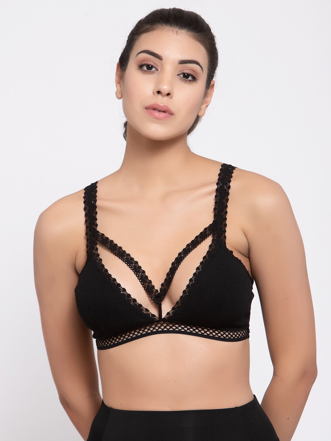 

Laceandme Black Lightly Padded Bralette Bra