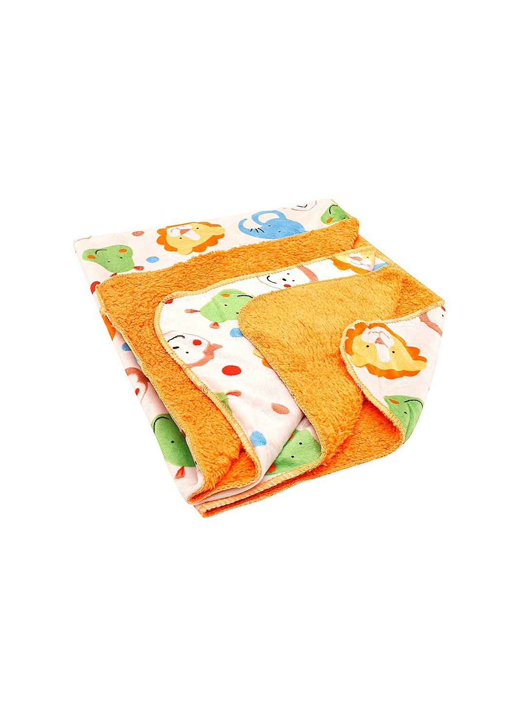 

Baby Moo Orange & White Cartoon Characters Mild Winter 210 GSM Single Bed Blanket