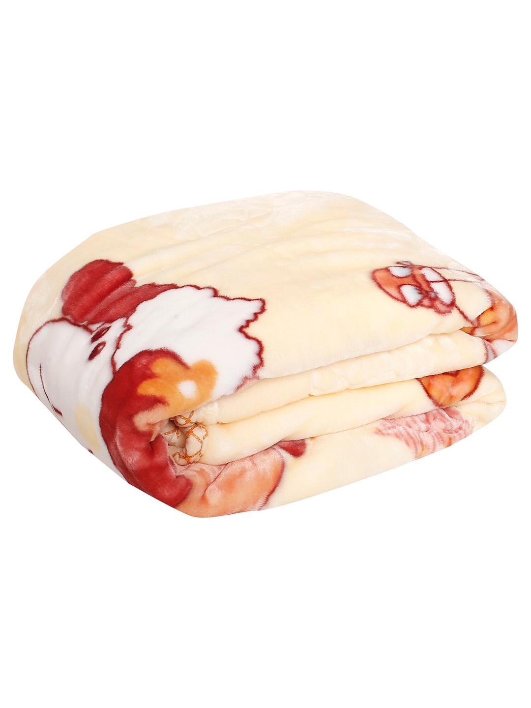 

Baby Moo Cream-Coloured & Red Sleepy Sheep Printed Mild Winter 210 GSM Single Bed Blanket