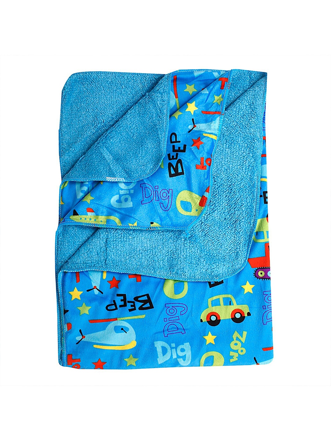 

Baby Moo Blue & Yellow Cartoon Characters Mild Winter 210 GSM Single Bed Blanket