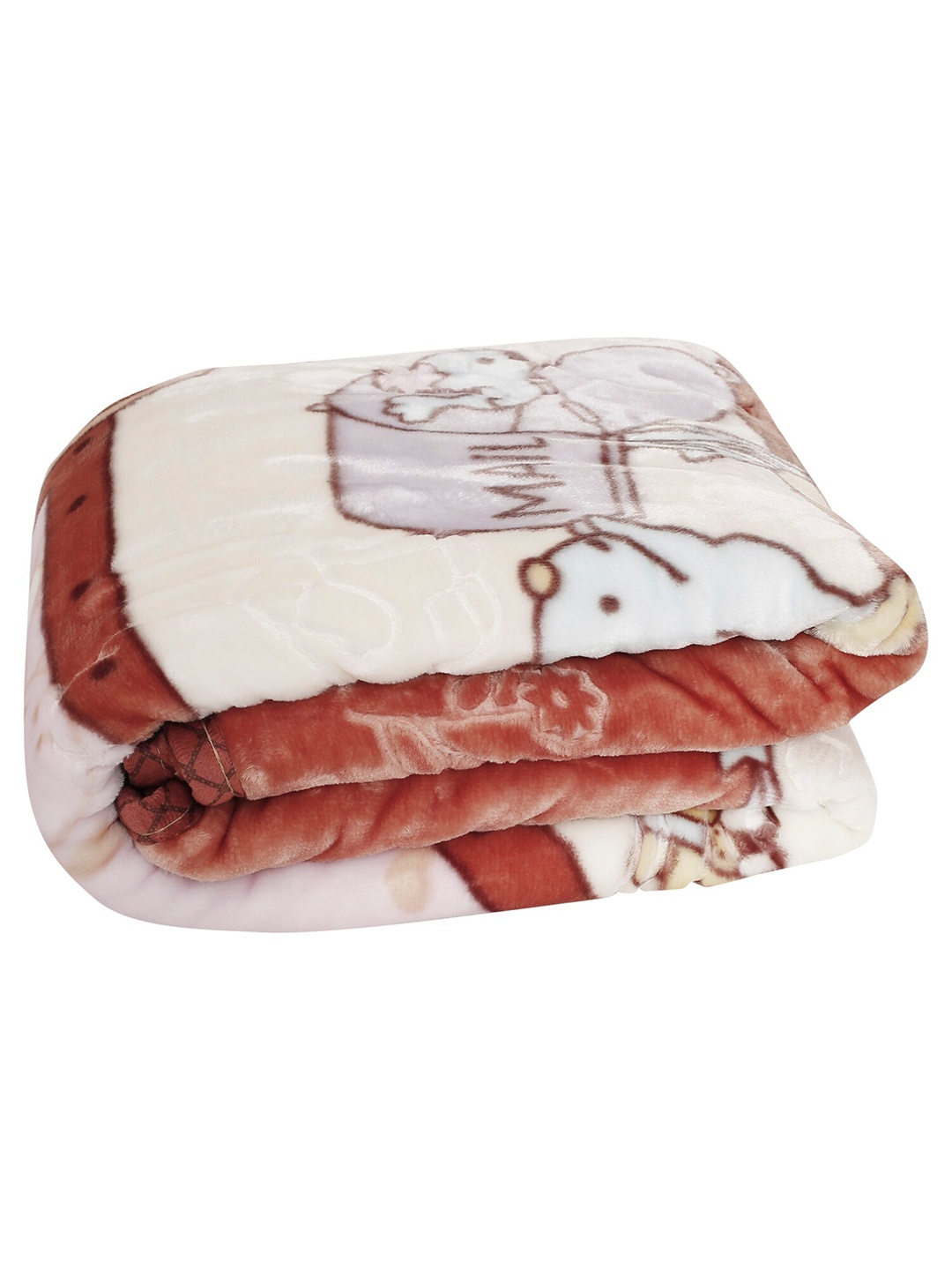 

Baby Moo Brown & White Cartoon Characters Mild Winter 210 GSM Single Bed Blanket