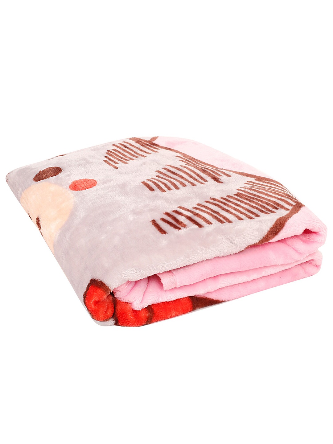 

Baby Moo Kids Pink & Grey Sweet Tooth Mild Winter 210 GSM One Ply Single Bed Blanket