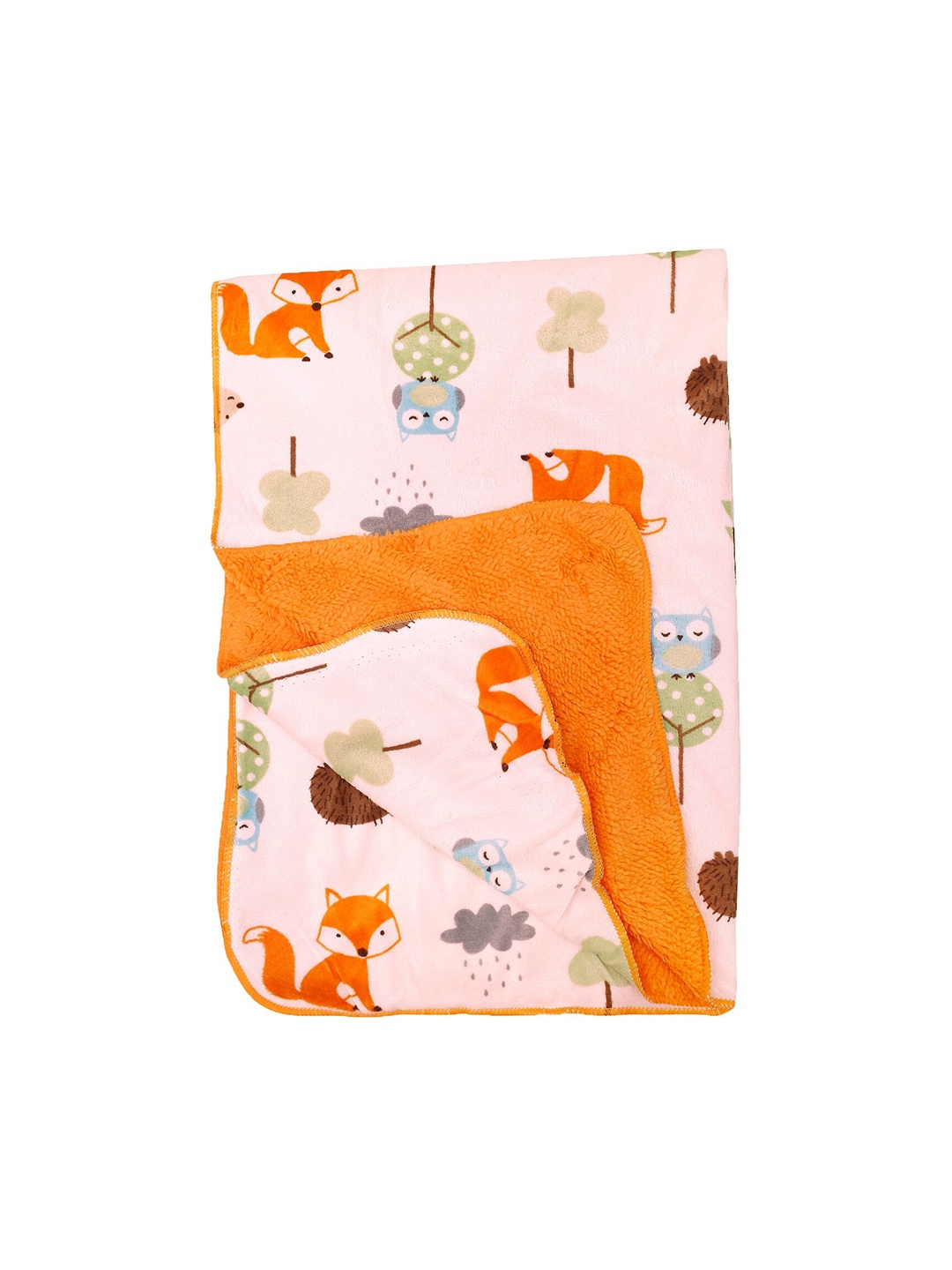 

Baby Moo Orange & Pink Cartoon Characters Mild Winter 210 GSM Single Bed Blanket