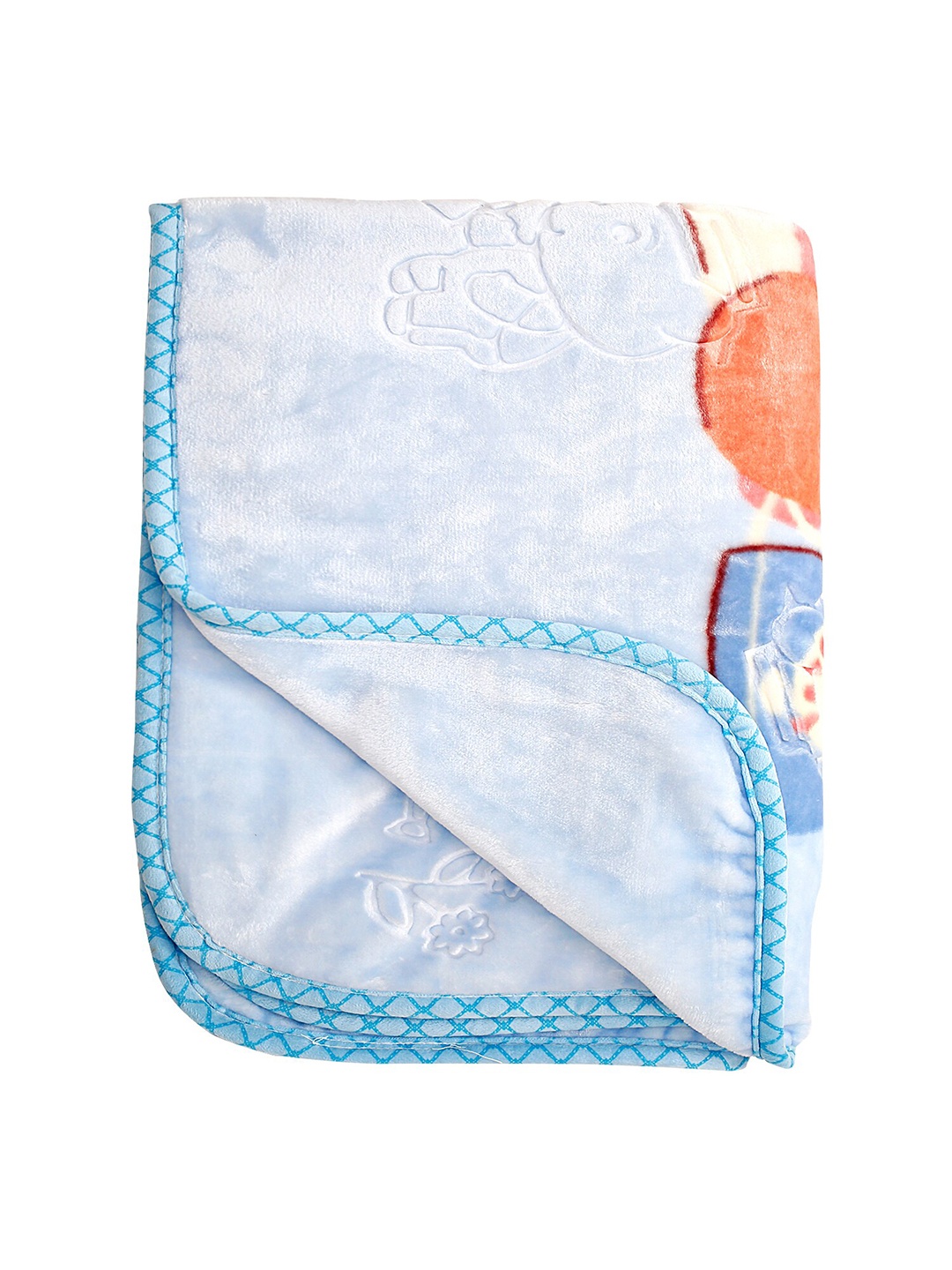 

Baby Moo Blue & Orange Cartoon Characters Mild Winter 210 GSM Single Bed Blanket