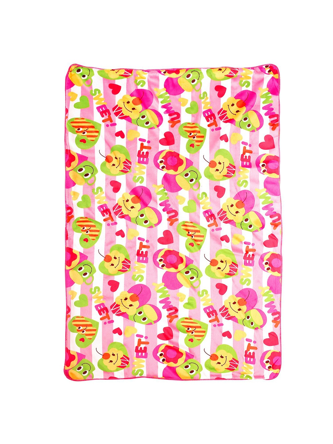 

Baby Moo Kids Pink Cartoon Character Printed 210 GSM Mild Winter Single Bed Blanket