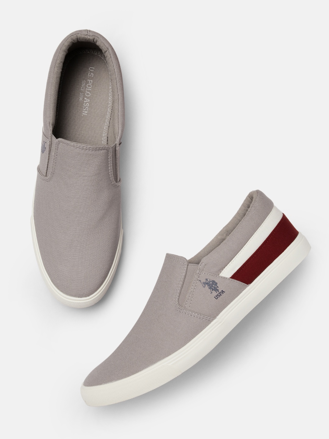 

U.S. Polo Assn. Men Grey Solid CARLIN Slip-On Sneakers
