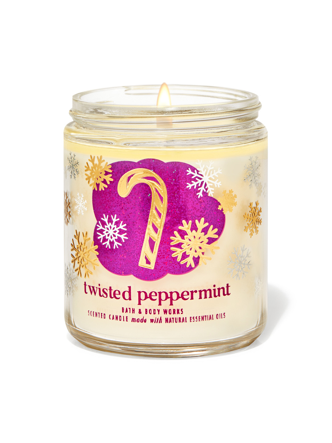 

Bath & Body Works Twisted Peppermint Single Wick Candle - 198 g, Yellow