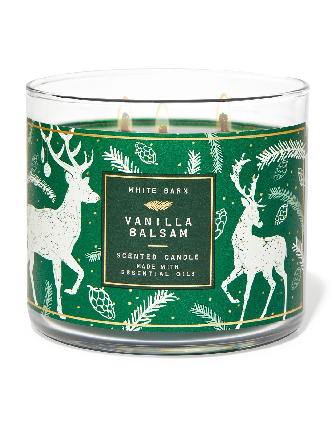 

Bath & Body Works White Barn Vanilla Balsam 3-Wick Scented Candle - 411 g, Green