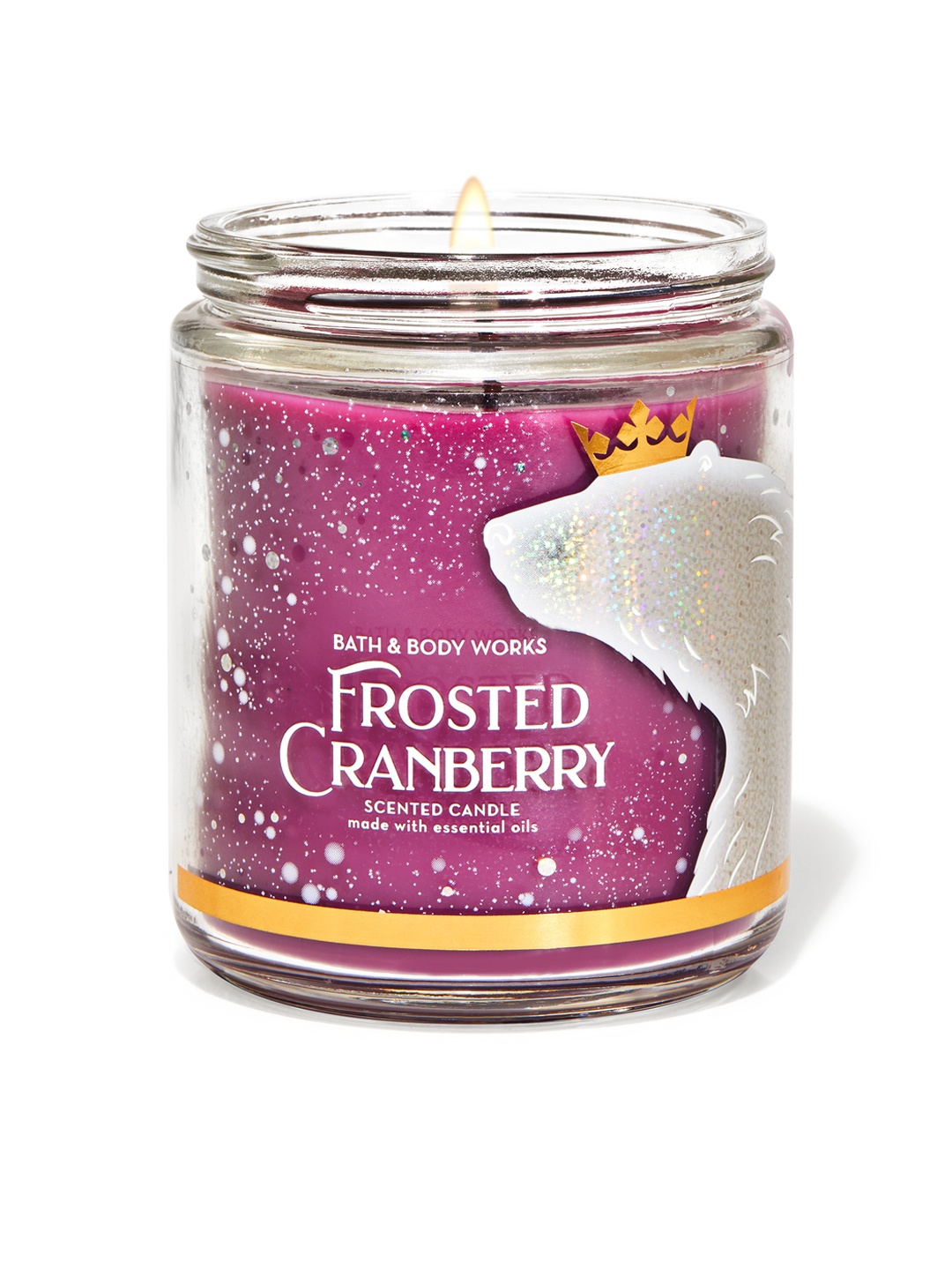 

Bath & Body Works Frosted Cranberry Single Wick Candle - 198 g, Purple