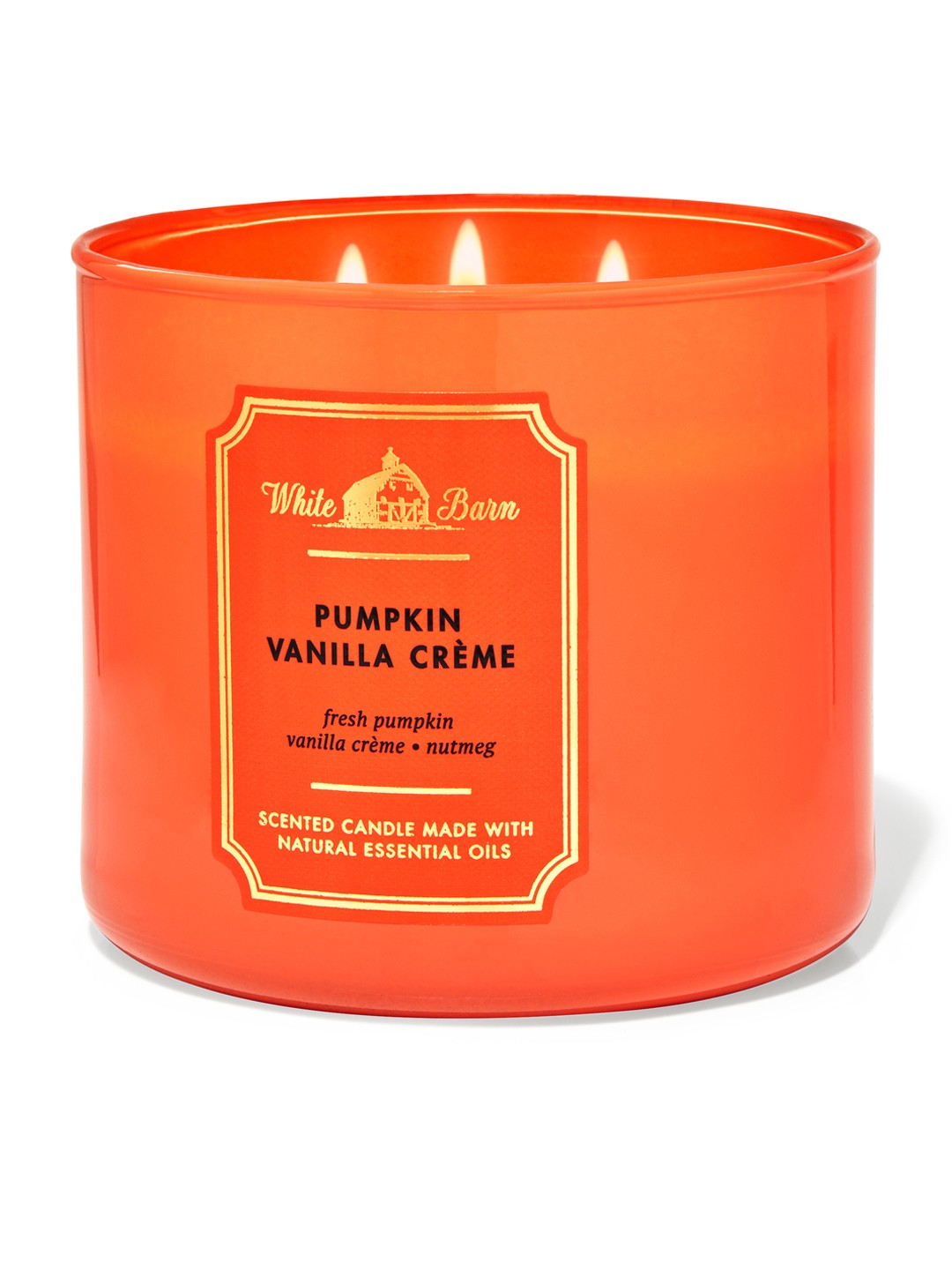 

Bath & Body Works White Barn Pumpkin Vanilla Creme 3-Wick Scented Candle - 411 g, Orange