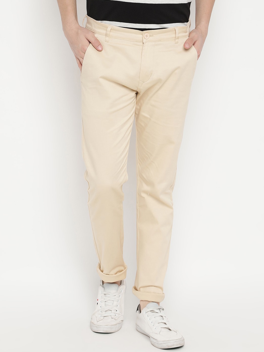 

V2 Value & Variety Men Cream-Coloured Chinos Trousers