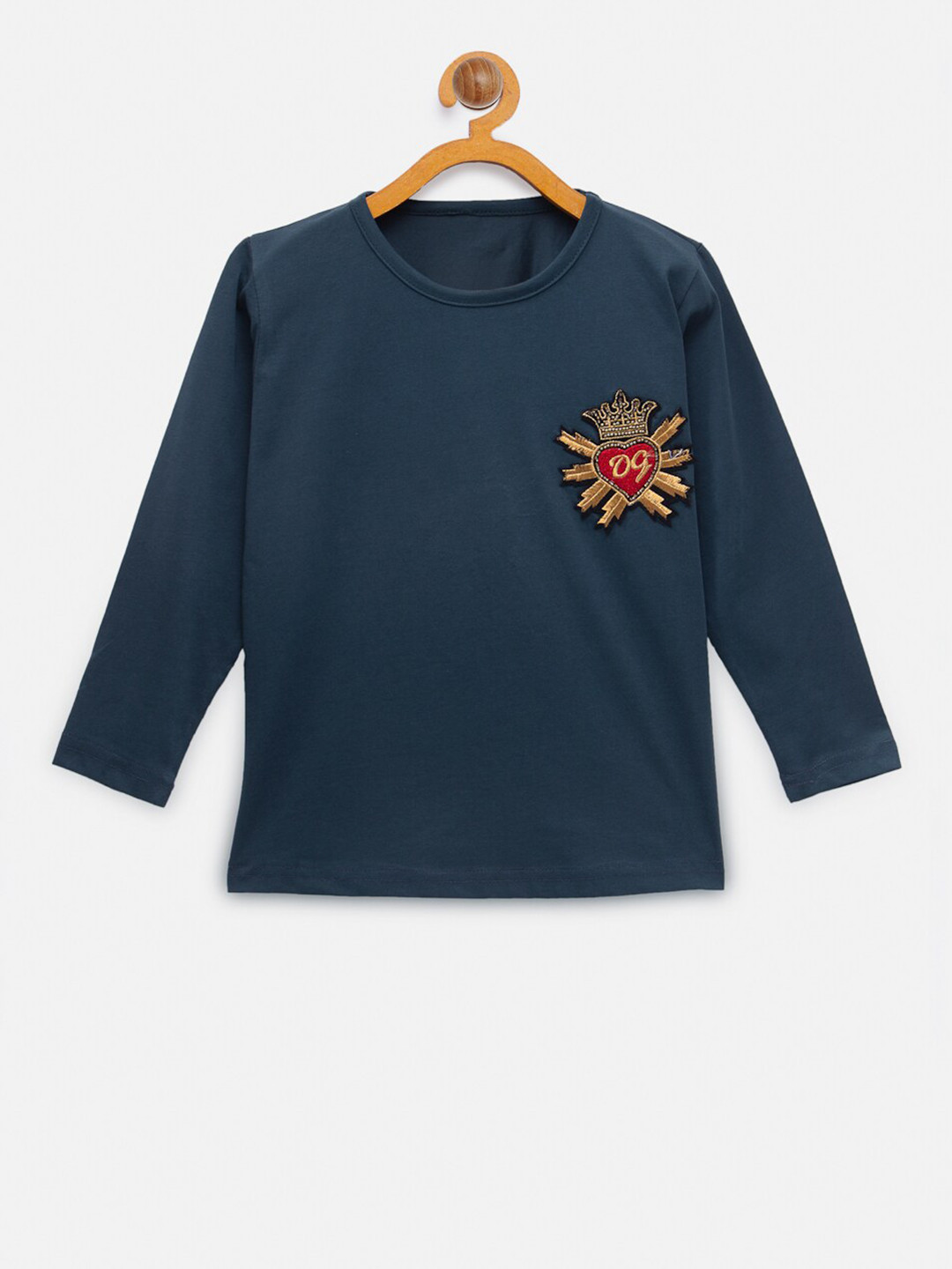 

NYNSH Boys Green & Red Embellished Pure Cotton T-shirt