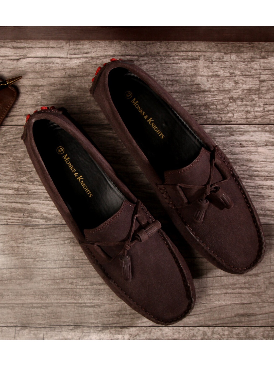 

MONKS & KNIGHTS Men Brown Suede Driving Shoes