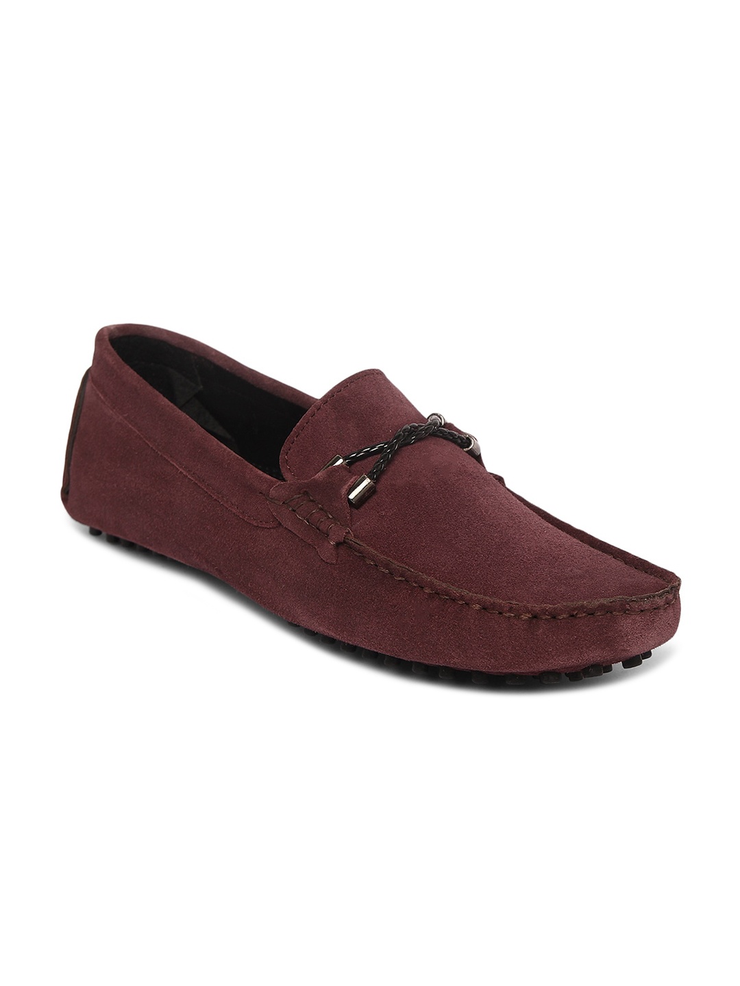 

MONKS & KNIGHTS Men Maroon Textured Suede Loafers