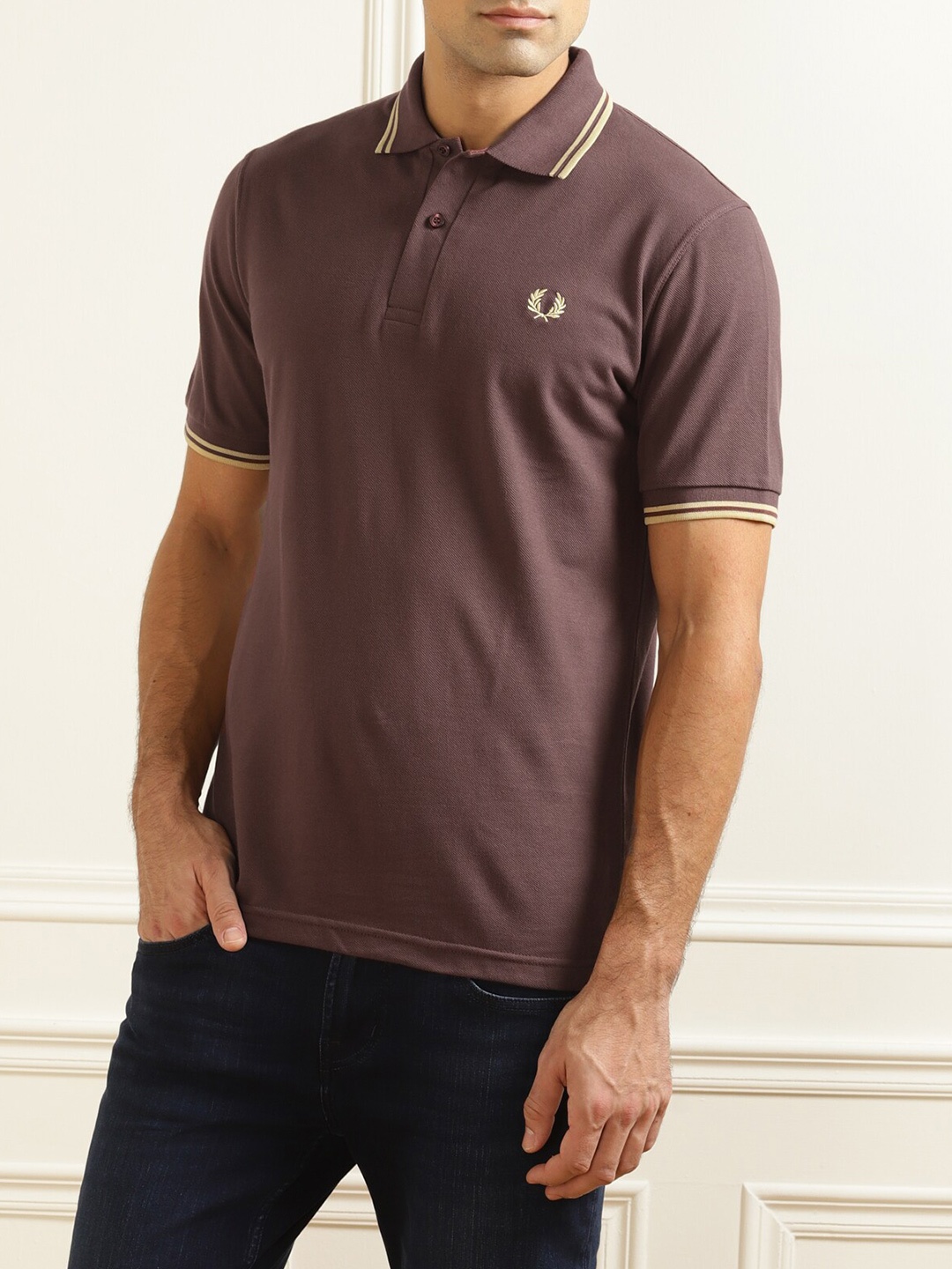 

Fred Perry Men Maroon Polo Collar Cotton T-shirt