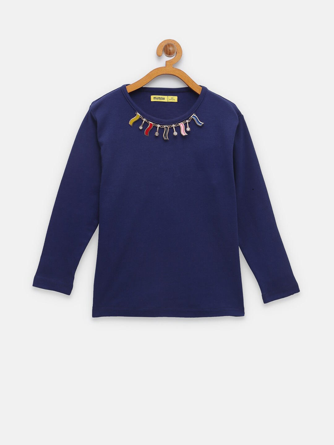 

NYNSH Girls Navy Blue Embellished T-shirt