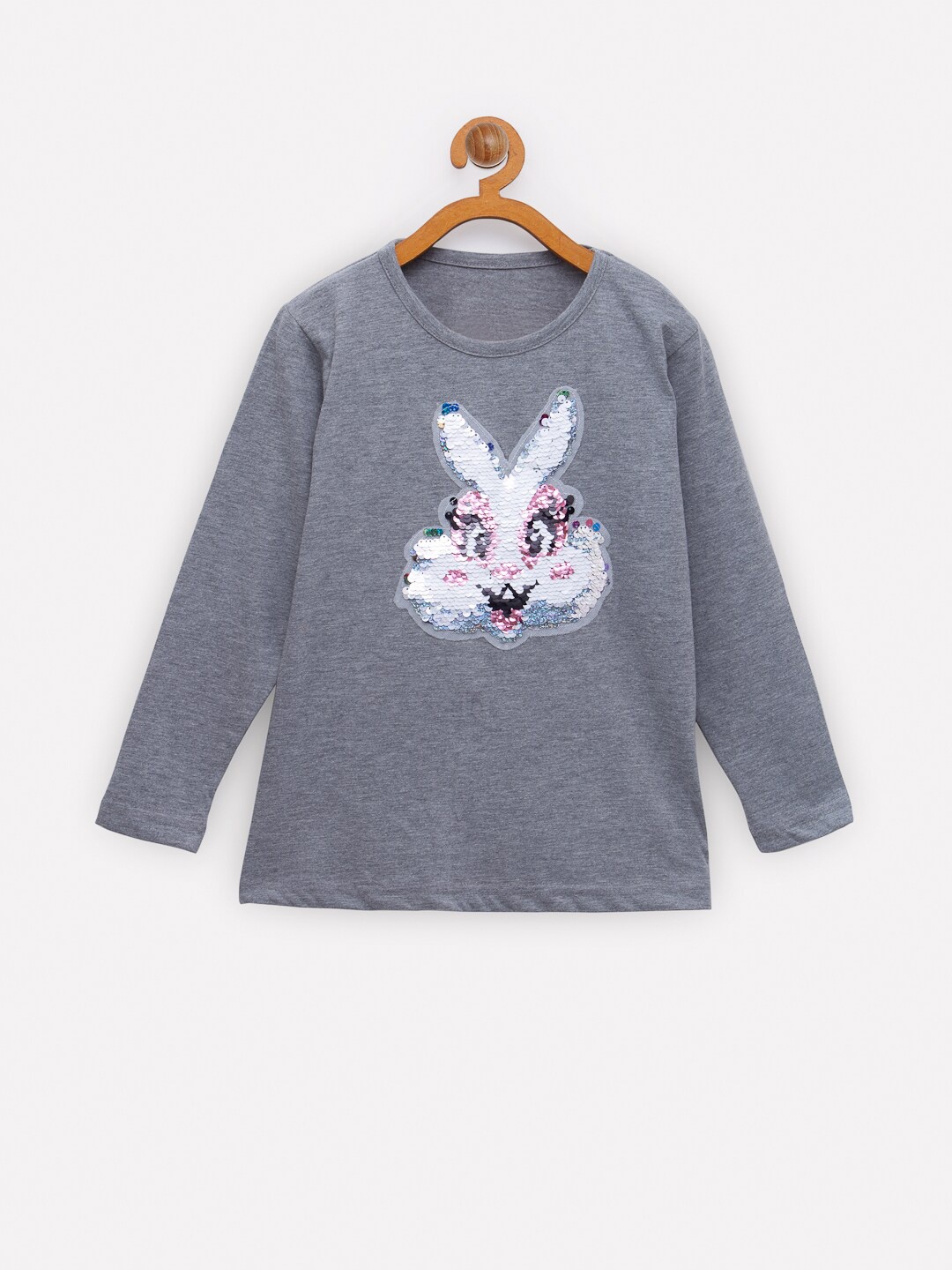 

NYNSH Girls Grey Printed Applique T-shirt