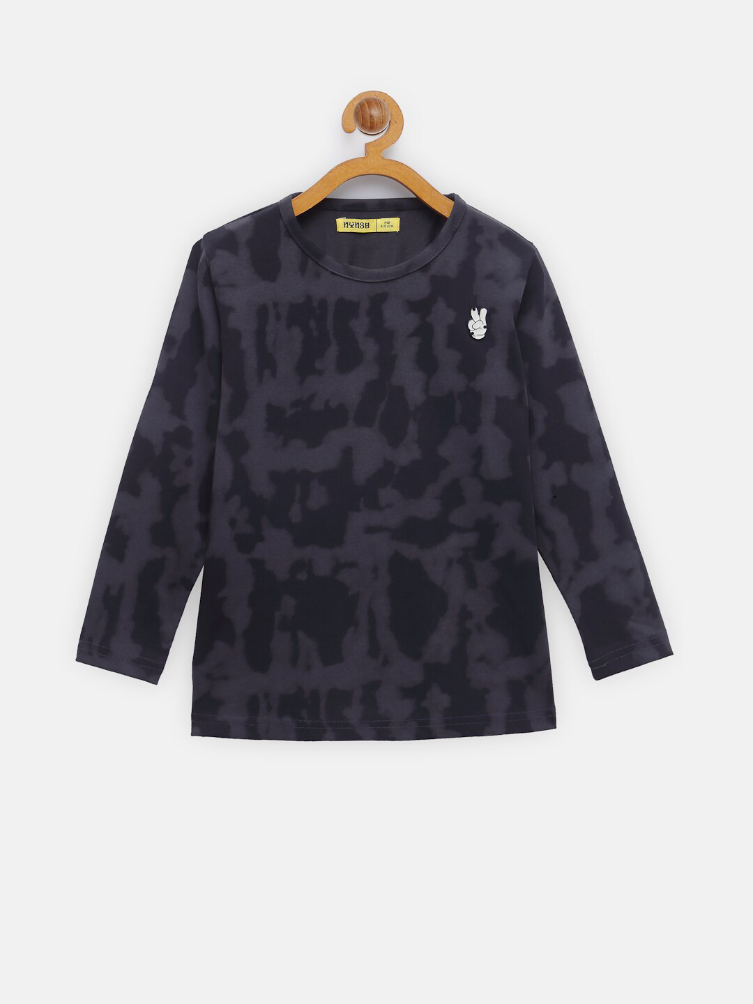 

NYNSH Girls Grey & Black Printed Pure Cotton T-shirt