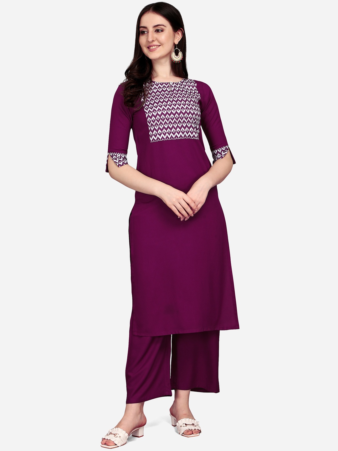 

SANISA Women Purple & White Digital Printed Kurta
