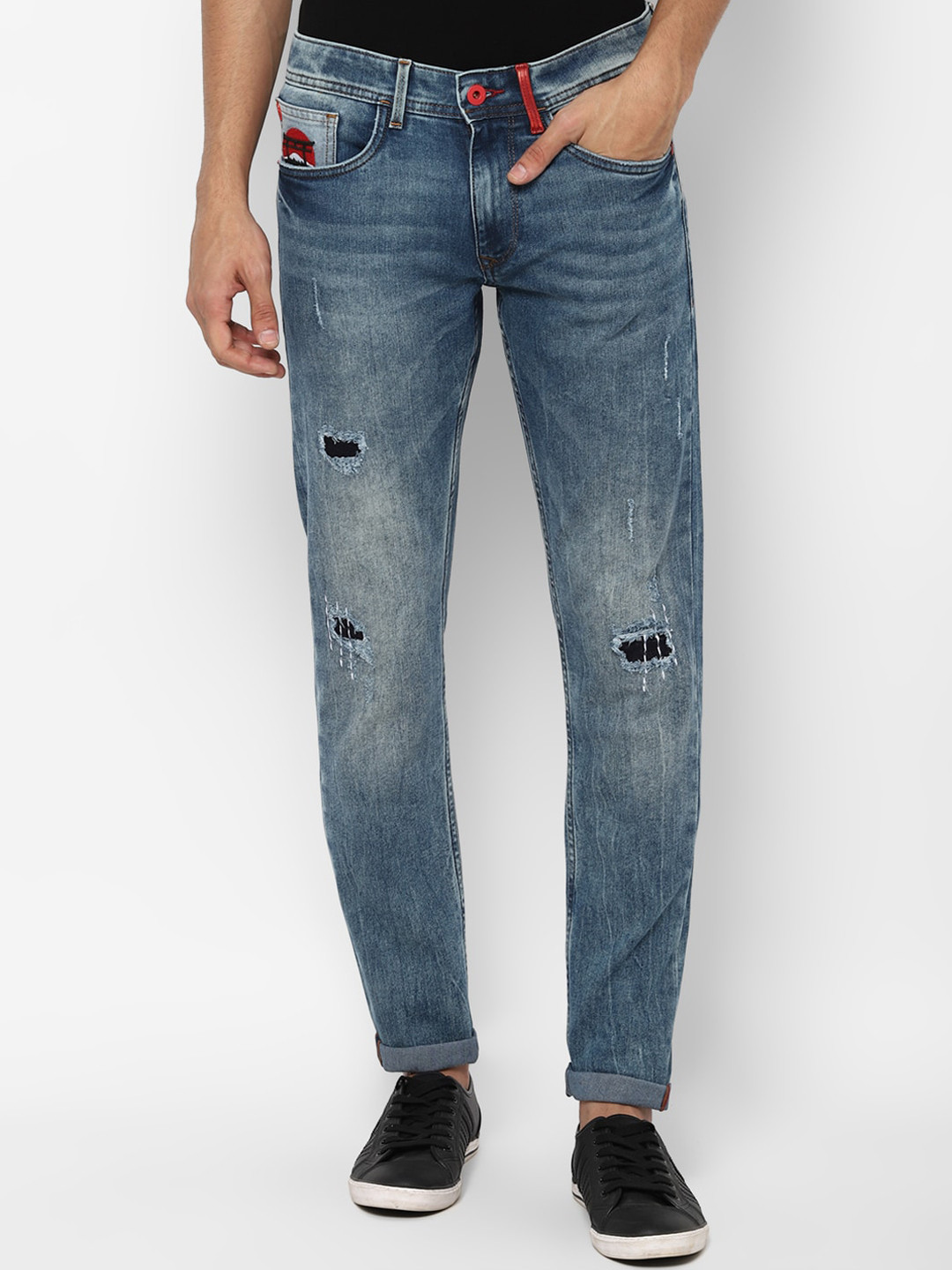 

Allen Solly Men Blue Slim Fit Mildly Distressed Heavy Fade Jeans