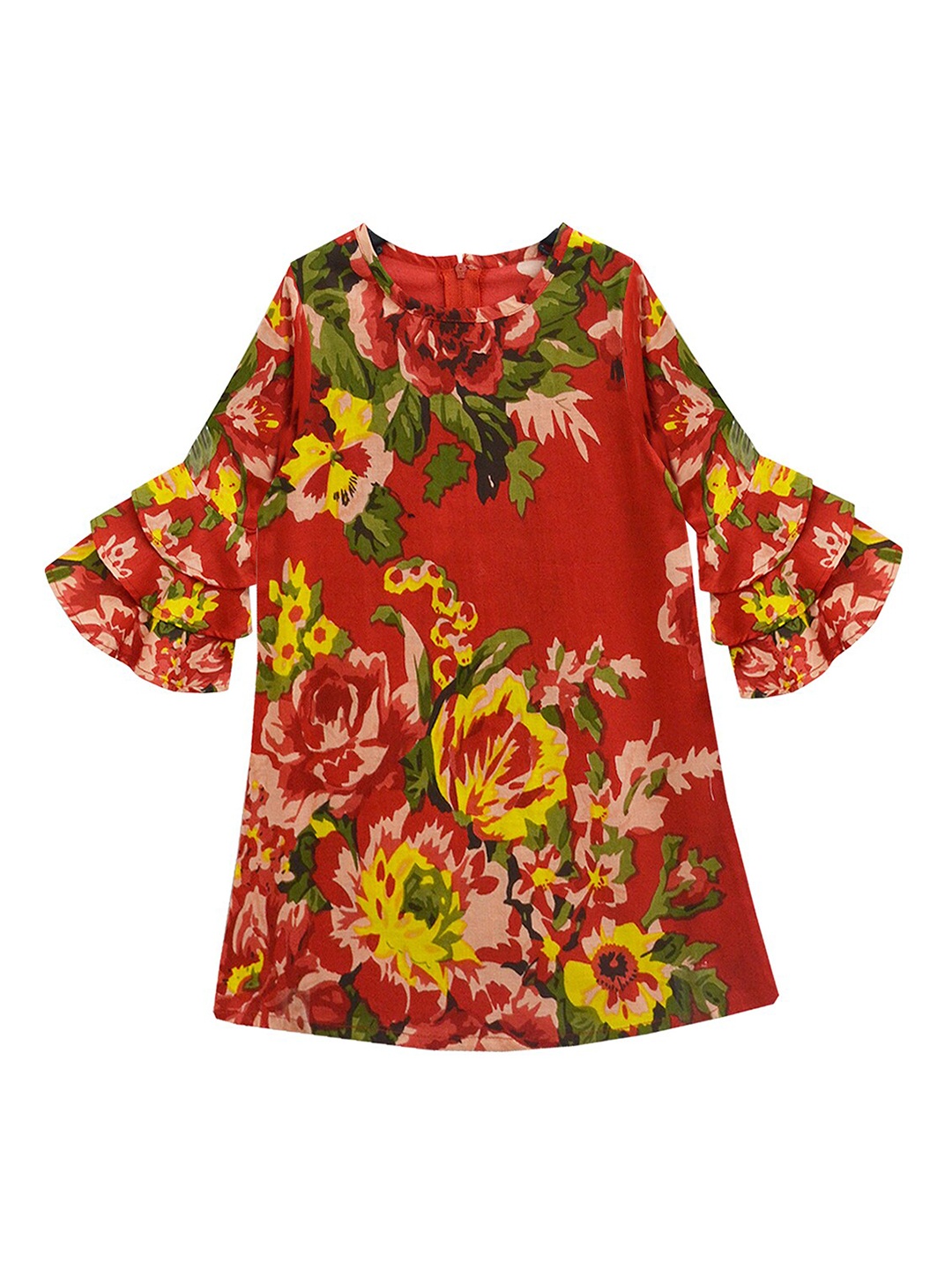 

A T U N Red Floral A-Line Dress
