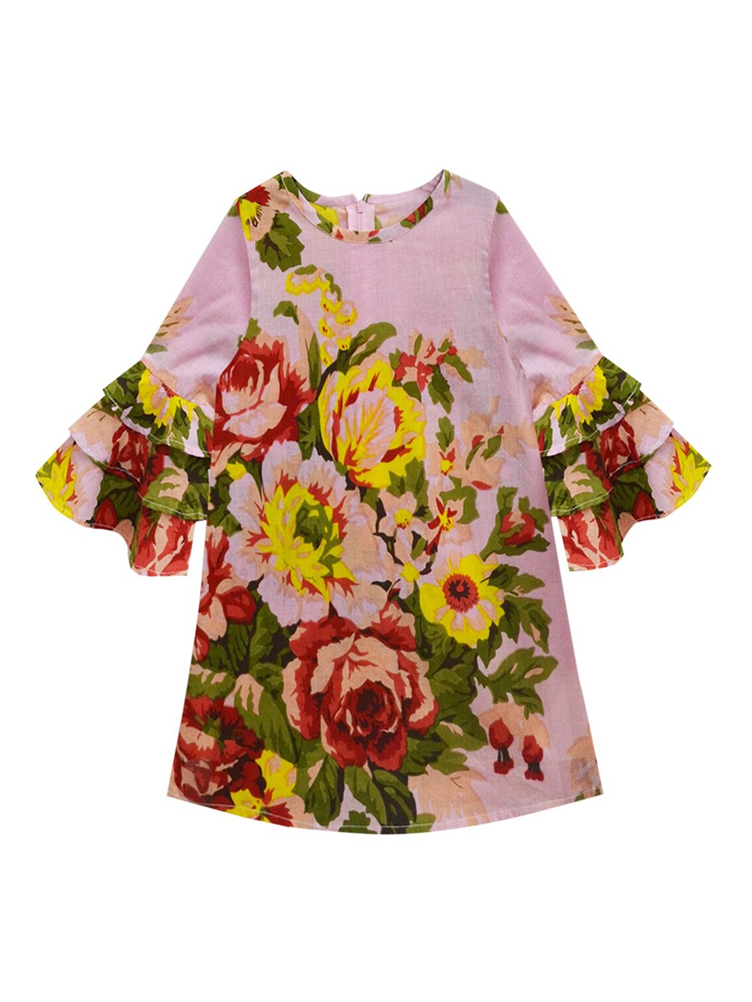 

A T U N Pink Floral A-Line Dress