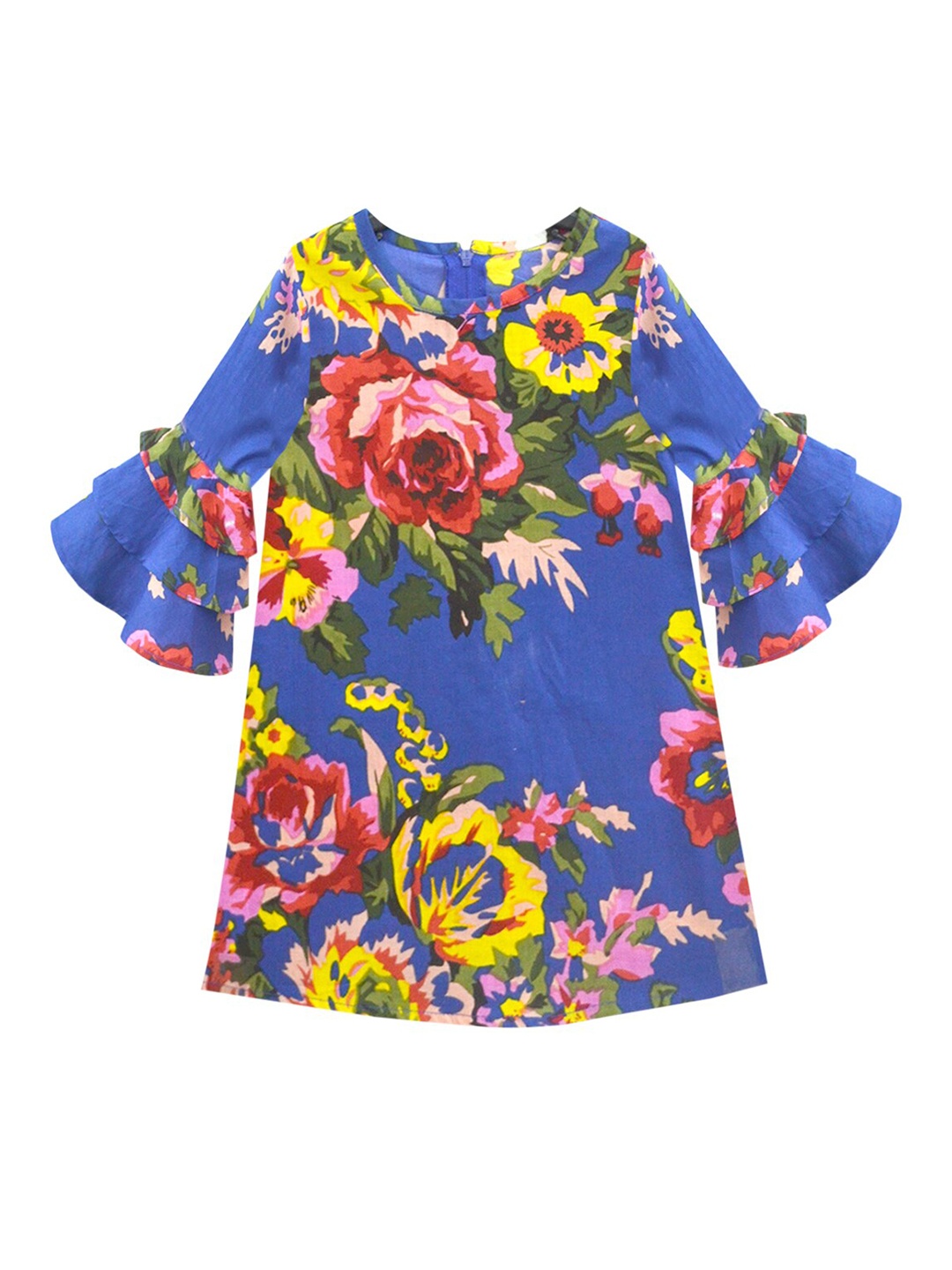 

A T U N Blue Floral A-Line Dress