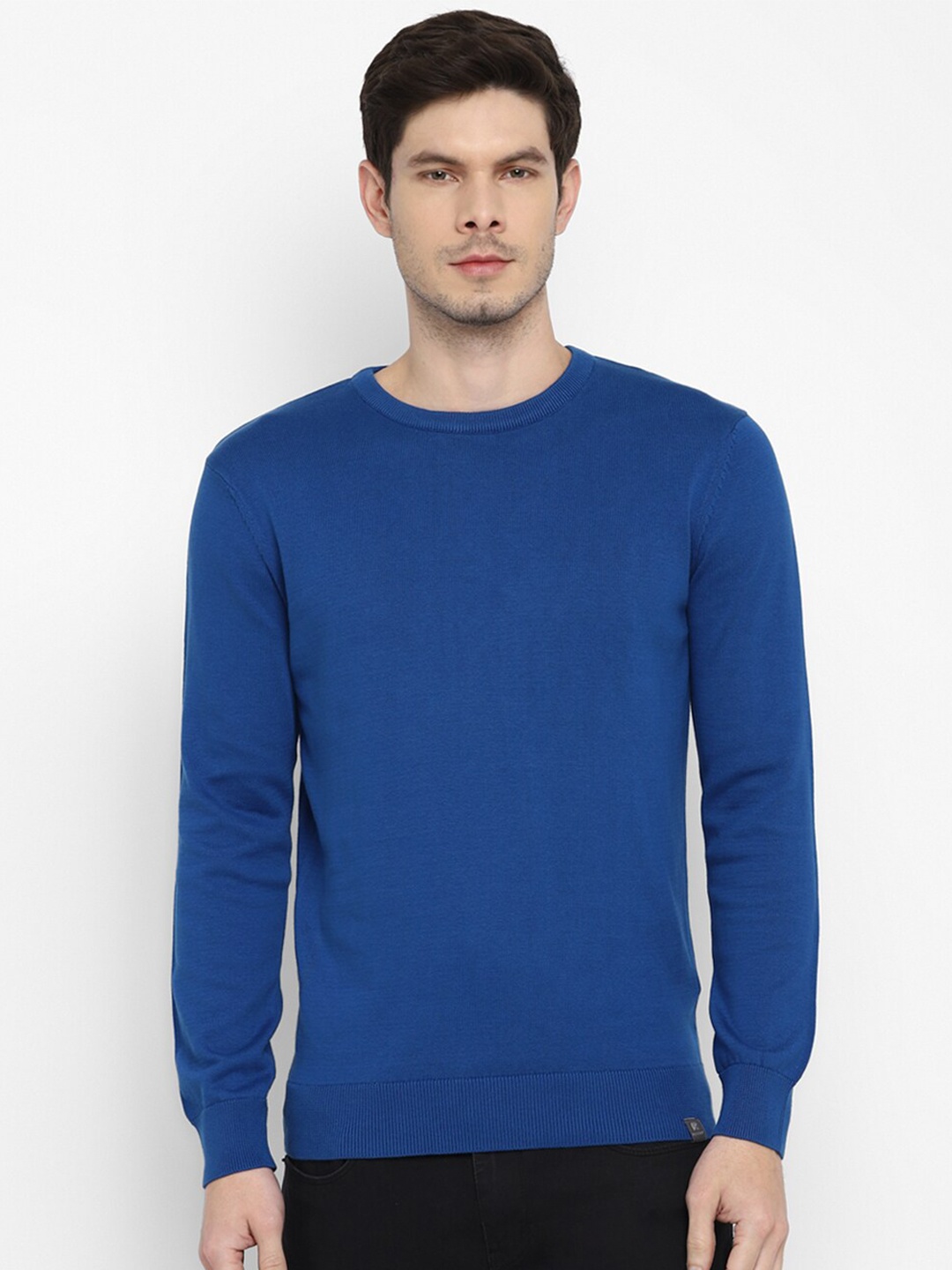 

Red Chief Men Navy Blue Solid Casual Sweater