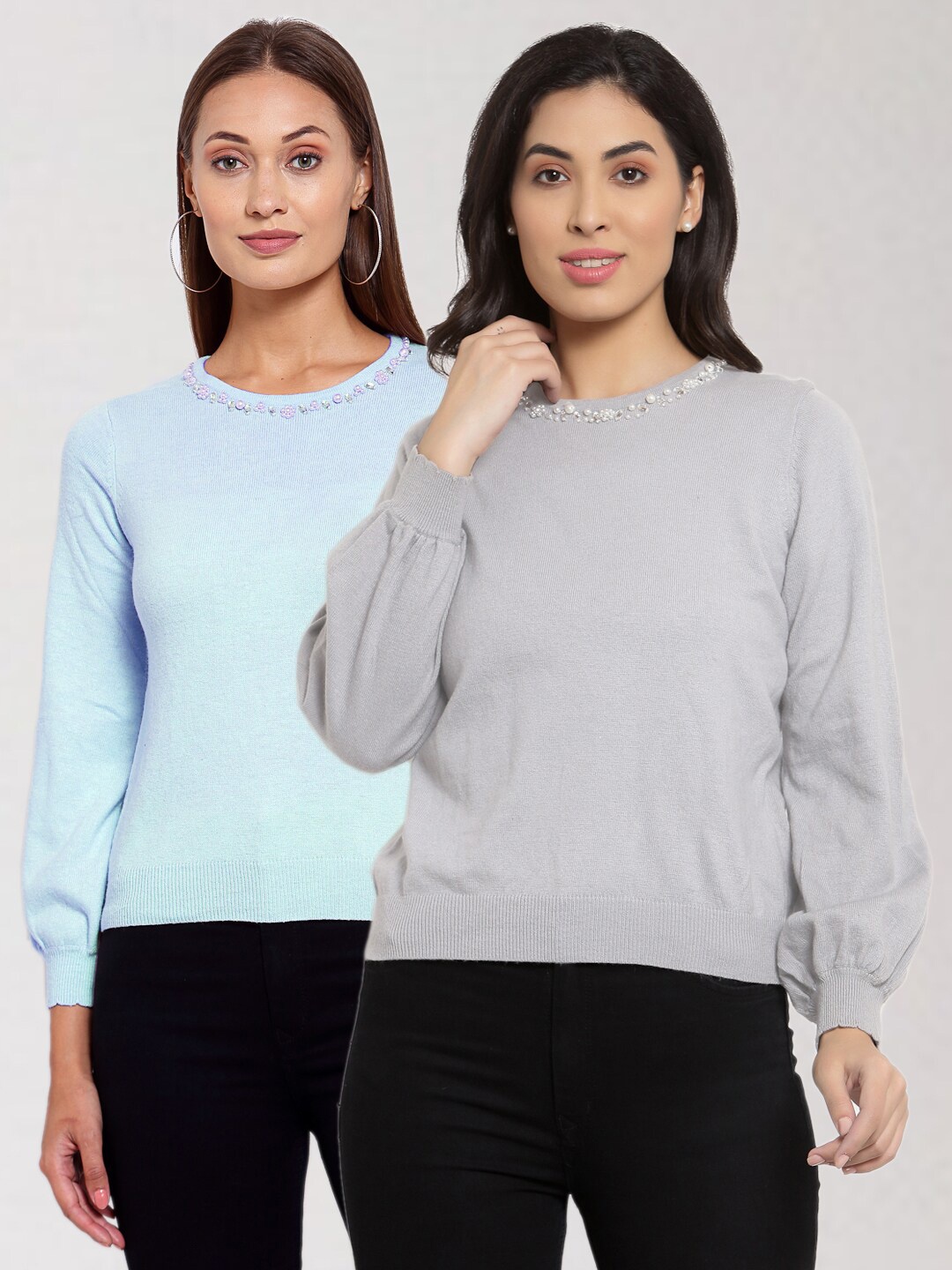 

KLOTTHE Set of 2 Women Blue & Grey Pullover