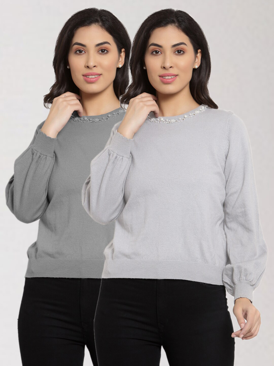 

KLOTTHE Set of 2 Women Grey & Charcoal Pullover