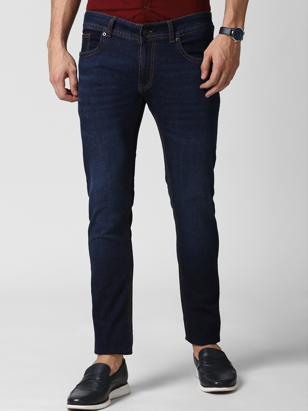 

Peter England Casuals Men Navy Blue Skinny Fit Light Fade Jeans