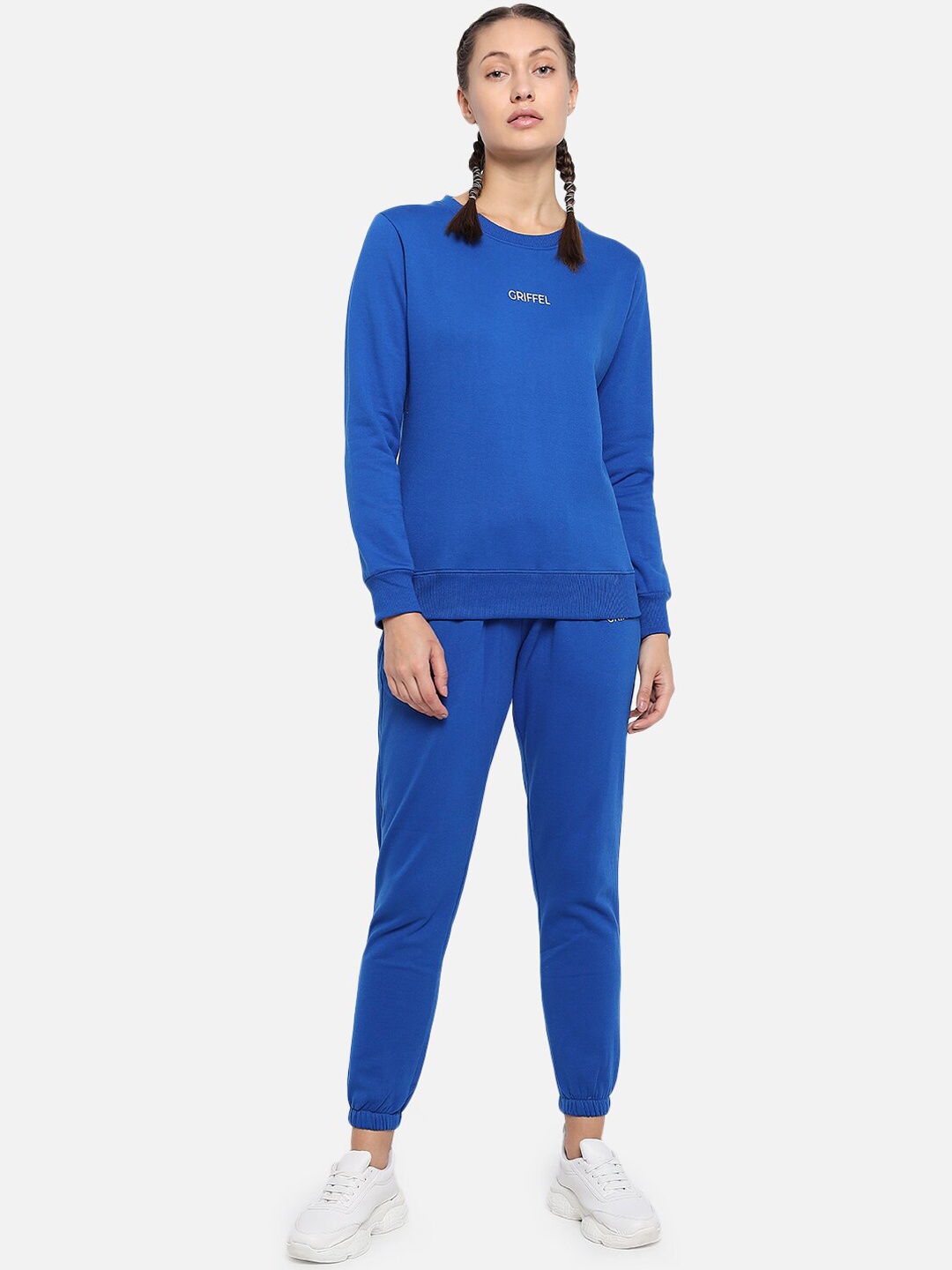 

GRIFFEL Women Blue Solid Cotton Track Suit