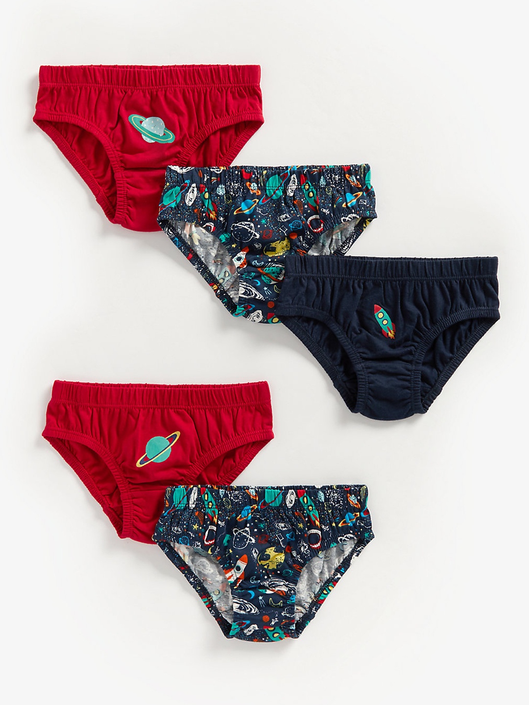 

mothercare Boys Pack Of 5 Space Print Briefs 410260047010, Red